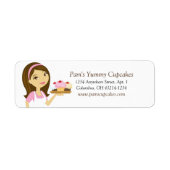 Brunette/Roze Cupcake Bakker Retouradres Labels (Voorkant)