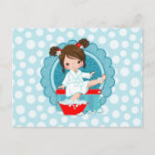 Brunette Spa Girl Bubbles Turquoise Red White Briefkaart (Voorkant)