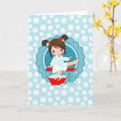 Brunette Spa Girl Bubbles Turquoise Red White Kaart (Gele Bloem)