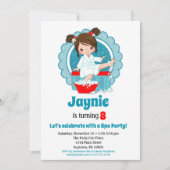 Brunette Spa Party Girls Birthday Invitation Kaart (Voorkant)