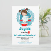 Brunette Spa Party Girls Birthday Invitation Kaart (Staand voorkant)