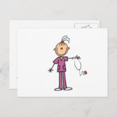 Brunette Stick Figuur Nurse Briefkaart (Voorkant / Achterkant)
