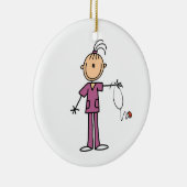 Brunette Stick Figuur Nurse Keramisch Ornament (Rechts)