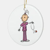 Brunette Stick Figuur Nurse Keramisch Ornament (Links)
