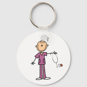 Brunette Stick Figuur Nurse Sleutelhanger