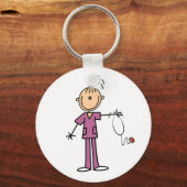 Brunette Stick Figuur Nurse Sleutelhanger (Voorkant)