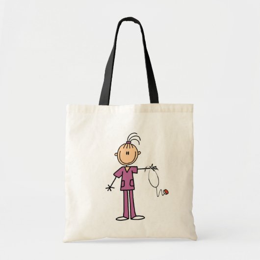 Brunette Stick Figuur Nurse Tote Bag (Voorkant)