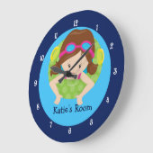 Brunette Swim Team Girls Bedroom Custom Blue Grote Klok (Hoek)