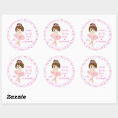 Brunette Tu Tu Cute Ballerina Ronde Sticker (Vel)