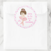 Brunette Tu Tu Cute Ballerina Ronde Sticker (Tas)
