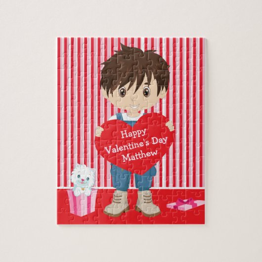 Brunette Valentijns Boy Legpuzzel (Verticaal)