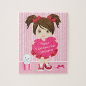 Brunette Valentijns Girl Legpuzzel (Verticaal)