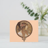 Brunette van Alphonse Mucha Briefkaart (Staand voorkant)