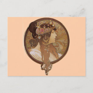 Brunette van Alphonse Mucha Briefkaart