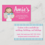 Brunette vrouw bakken chef bloem visitekaartjes (Voorkant / Achterkant)