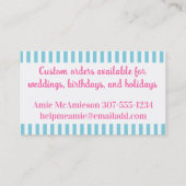 Brunette vrouw bakken chef bloem visitekaartjes (Achterkant)