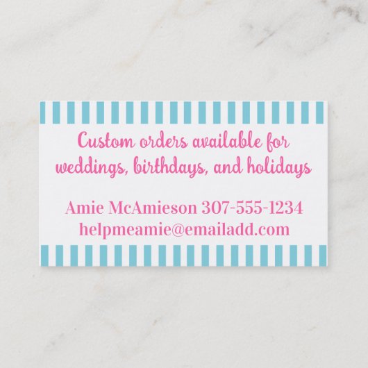 Brunette vrouw bakken chef bloem visitekaartjes (Achterkant)