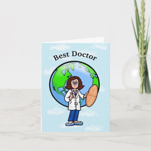 Brunette Vrouw Doctor Wenskaart Kaart (Voorkant)