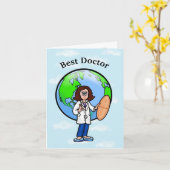 Brunette Vrouw Doctor Wenskaart Kaart (Gele Bloem)