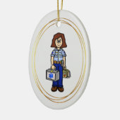 Brunette Vrouw EMS Paramedic Ornament (Links)