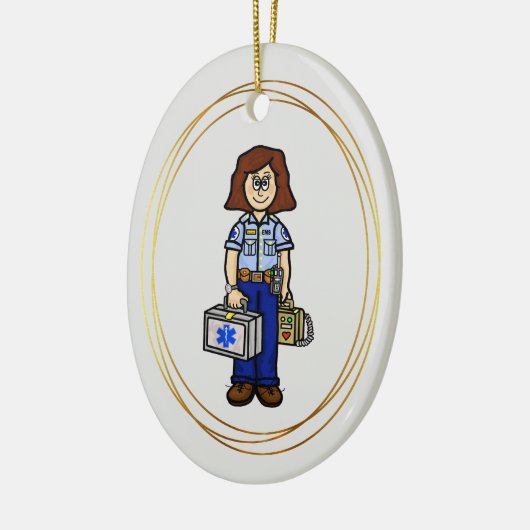 Brunette Vrouw EMS Paramedic Ornament (Links)