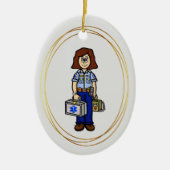Brunette Vrouw EMS Paramedic Ornament (Voorkant)