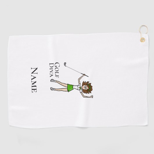 Brunette Vrouw Golf Diva Golf Handdoek (Horizontaal)