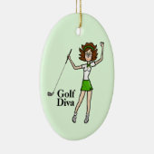 Brunette Vrouw Golfer Ornament (Rechts)