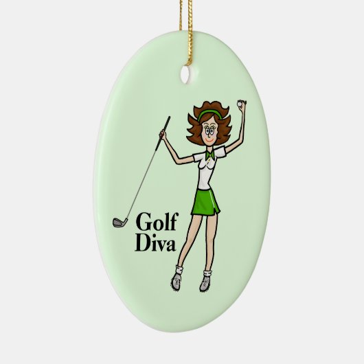 Brunette Vrouw Golfer Ornament (Rechts)