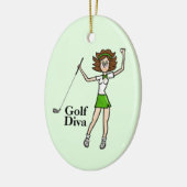 Brunette Vrouw Golfer Ornament (Links)