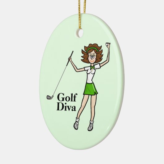 Brunette Vrouw Golfer Ornament (Links)