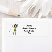 Brunette Vrouw Golfer Retouradres Label (Insitu)