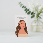 Brunette vrouw haarstylist salon visitekaartje (Staand voorkant)