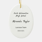 Brunette Vrouw Lacrosse Player in White en Black Keramisch Ornament (Achterkant)