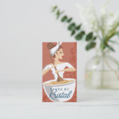 Brunette vrouw mengen bakkerij bakbanketbakker visitekaartje (Staand voorkant)