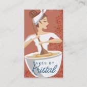 Brunette vrouw mengen bakkerij bakbanketbakker visitekaartje (Voorkant)