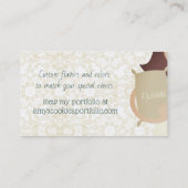 Brunette vrouwelijke bakkerijkoek visitekaartje (Achterkant)