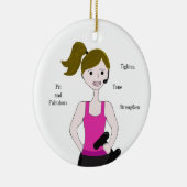 Brunette Weight Lifting Keramisch Ornament (Rechts)