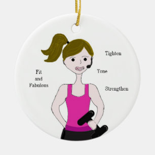 Brunette Weight Lifting Keramisch Ornament