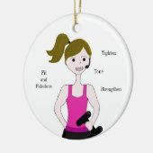 Brunette Weight Lifting Keramisch Ornament (Links)