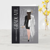 Brunette White Pet and Gown Vrouw Afstuderen Kaart (Gele Bloem)