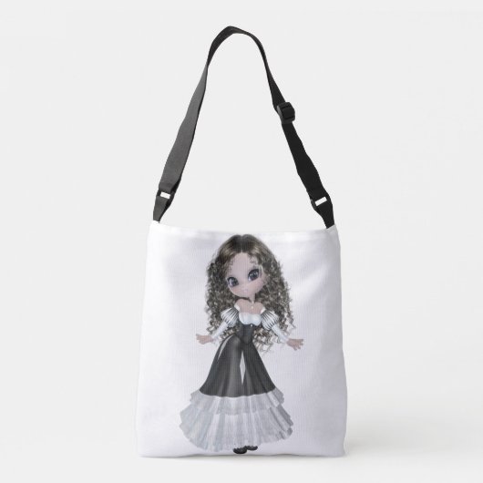 Brunette Woman All-Over-Print Cross Body Bag Crossbody Tas (Achterkant)