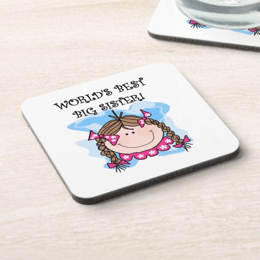 Brunette World's Best Big Sister Gifts Drankjes Onderzetter (Linkerzijde)