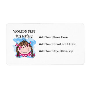 Brunette World's Best Big Sister Gifts Etiket
