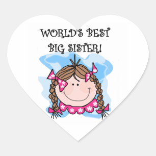 Brunette World's Best Big Sister Gifts Hart Sticker