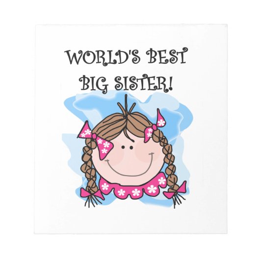 Brunette World's Best Big Sister Gifts Notitieblok (Voorkant)