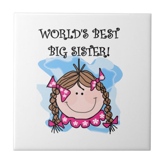 Brunette World's Best Big Sister Gifts Tegeltje (Voorkant)