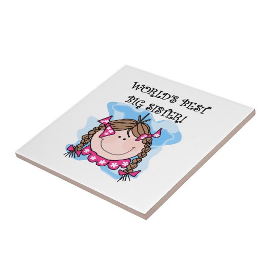 Brunette World's Best Big Sister Gifts Tegeltje (Zijkant)