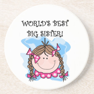 Brunette World's Best Big Sister Gifts Zandsteen Onderzetter
