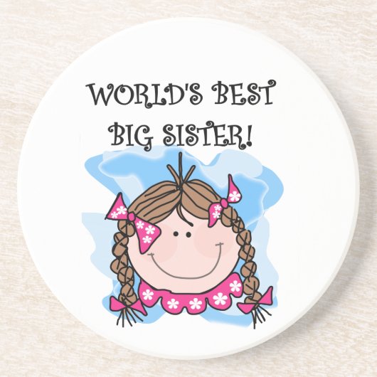 Brunette World's Best Big Sister Gifts Zandsteen Onderzetter (Voorkant)